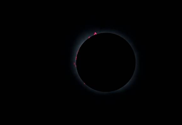 Prominences during totality.